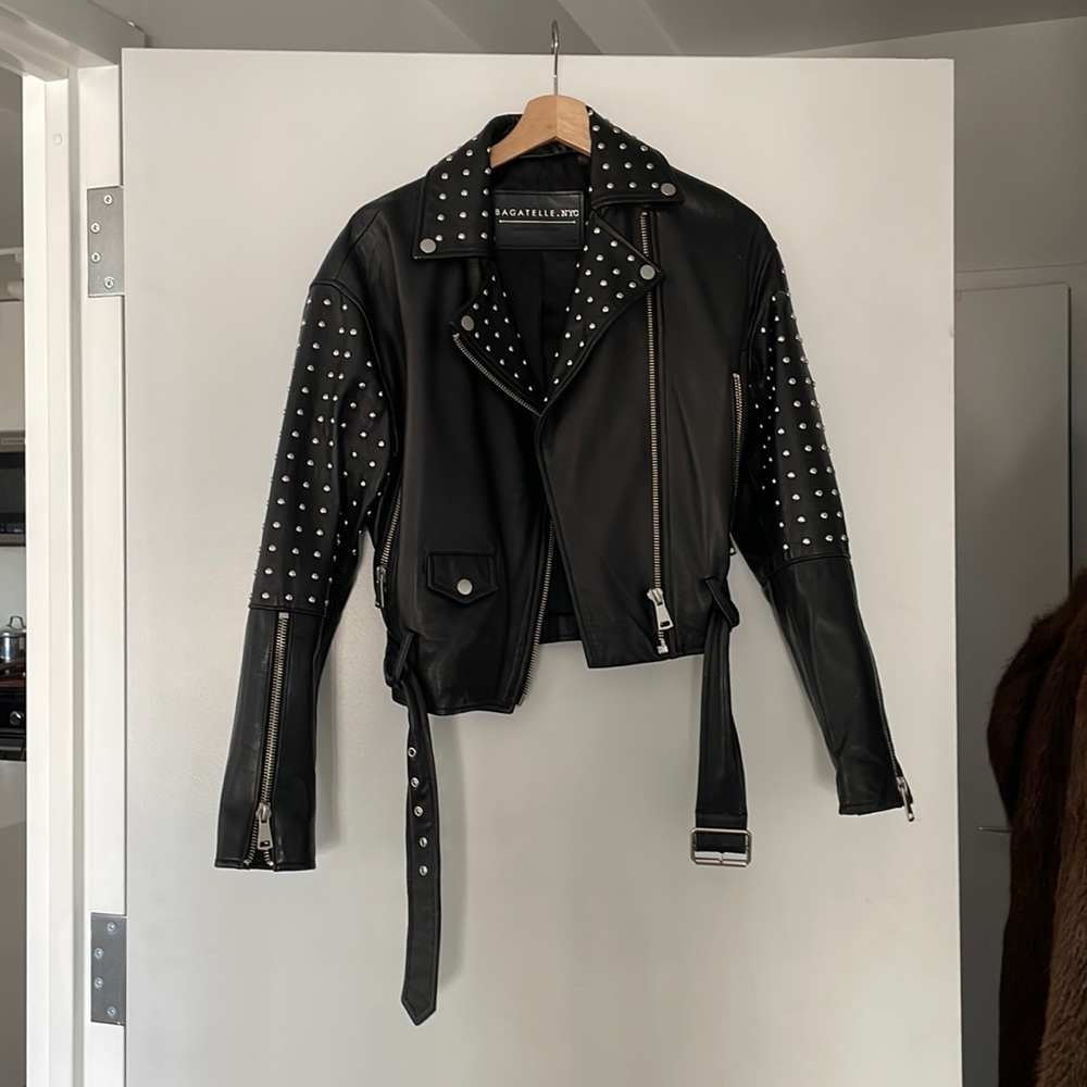 Buttery soft cropped studded Moto jacket